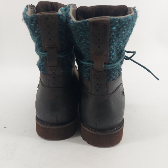 The North Face Women’s Size 6 Dark Brown Leather Knit Top Combat Boots - Picture 2 of 7